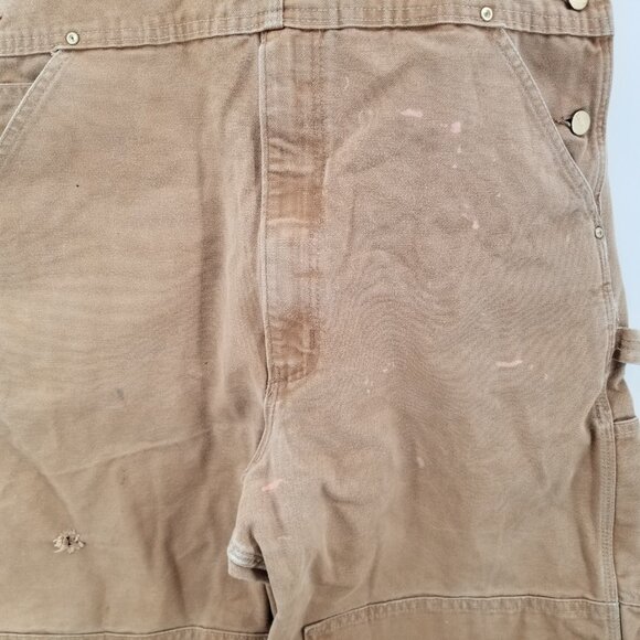 Carhartt USA R01 BRN Duck Bib Overalls Double Knee Unlined 38 x32 Distressed - Picture 6 of 15
